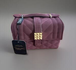 NWT Tuscan Designs Burgundy Quilted Suede Jewelry Case Travel Storage Box Gold